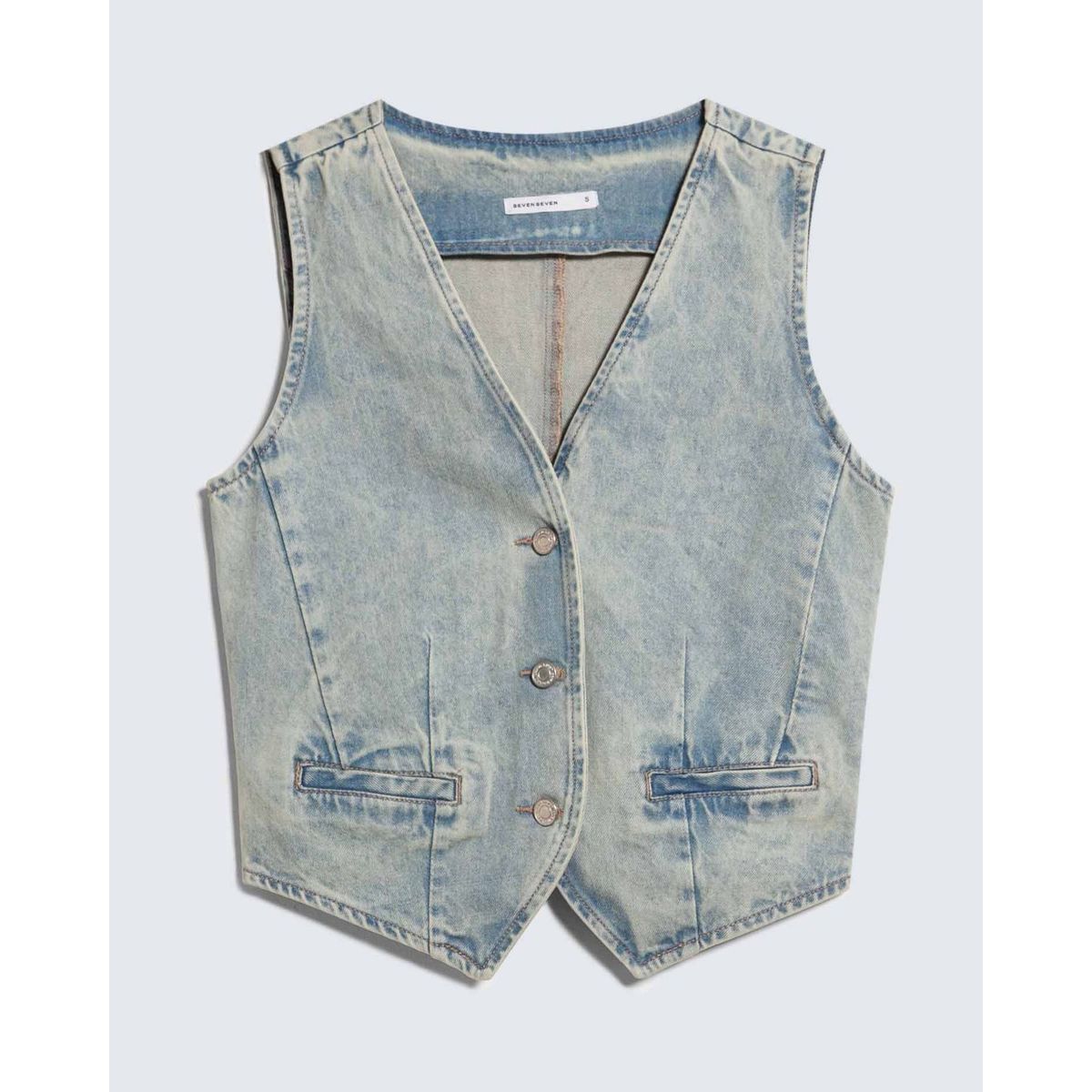 SEVEN SEVEN - Chaleco En Denim Con Desgastes  Para Mujer Azul Seven Seven