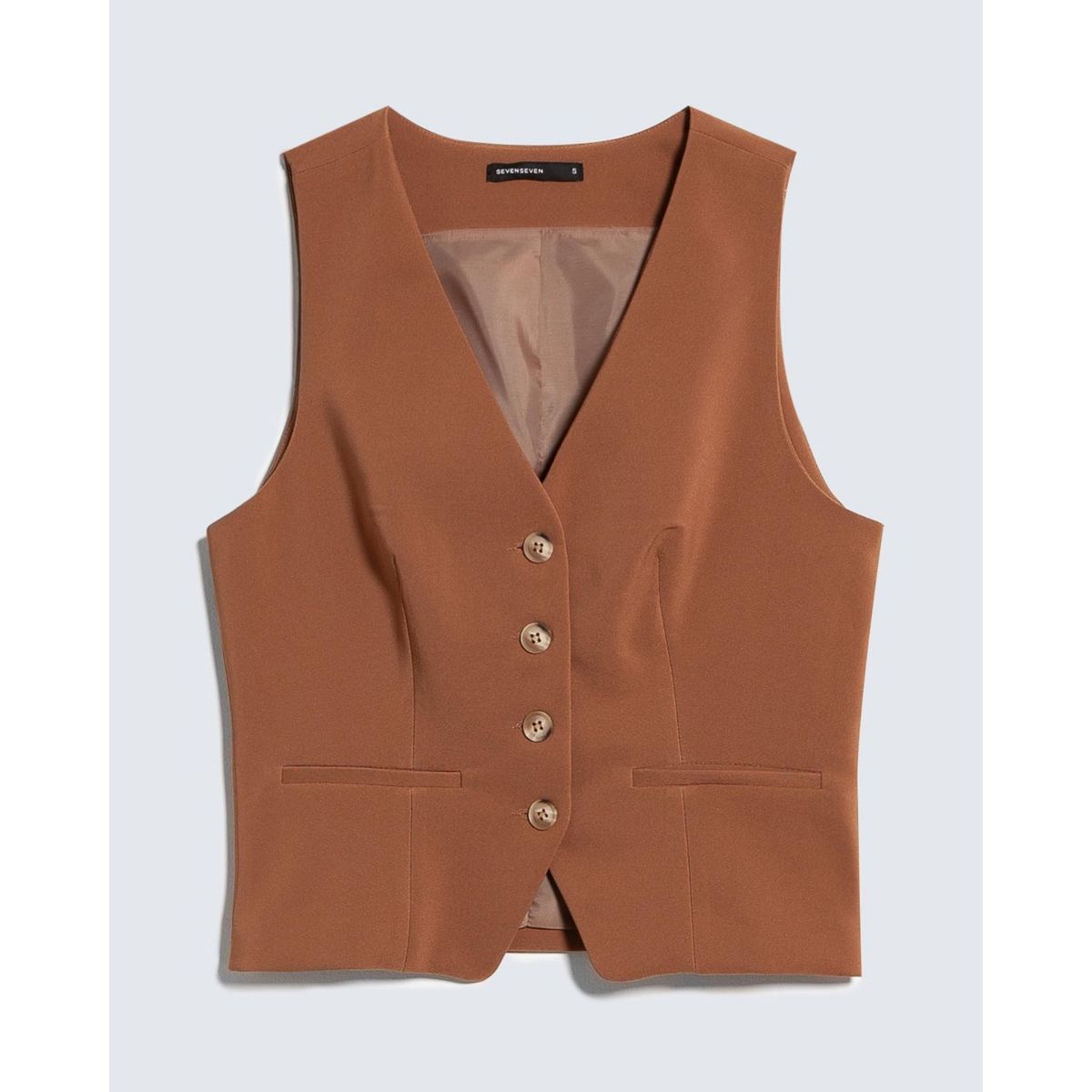 SEVEN SEVEN - Chaleco Para Mujer Plano Color Camel Marca Seven Seven #28250132