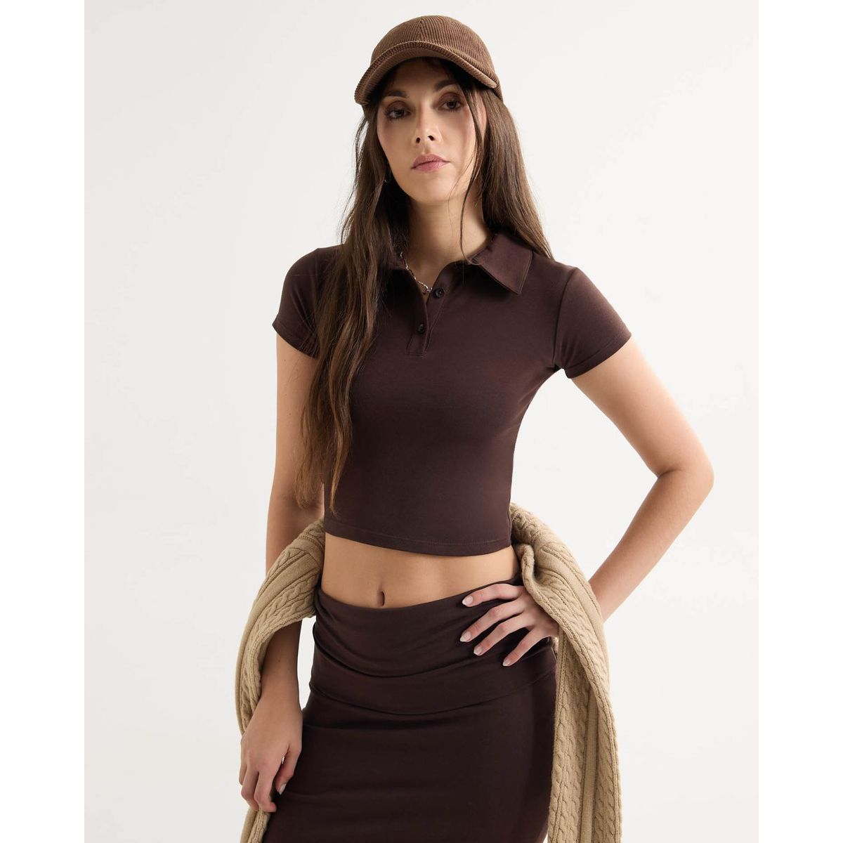 SEVEN SEVEN - Polo Para Mujer Manga Corta Color Café Marca Seven Seven #28110009