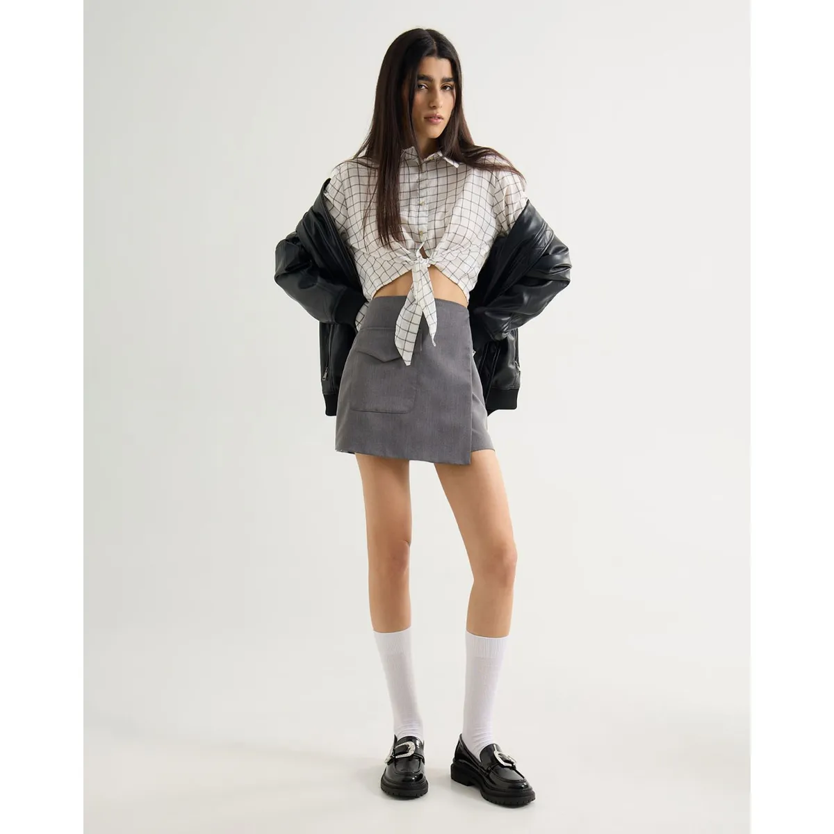SEVEN SEVEN - Short Con Tapa  Para Mujer Gris Seven Seven