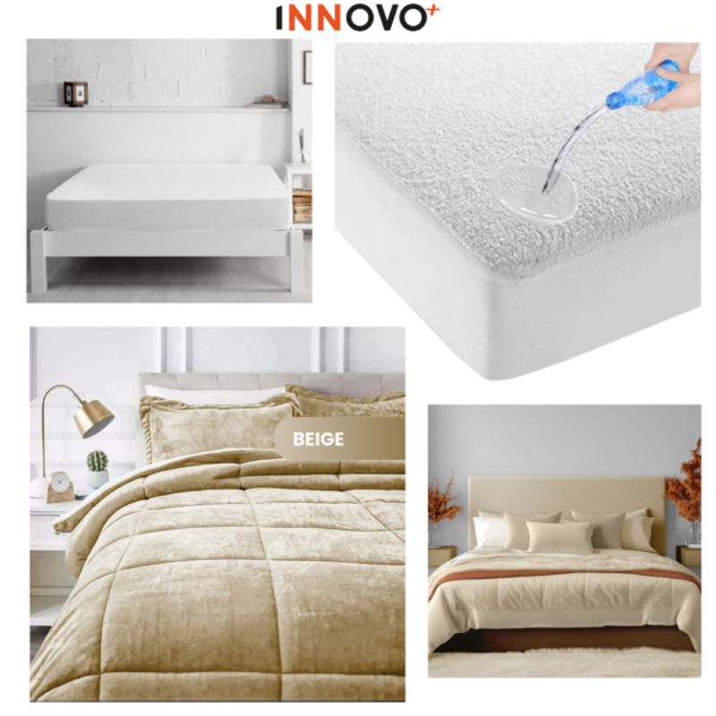 INNOVA - Combo Cubrelecho Térmico Doble Funda Ovejero + Protector De Colchón