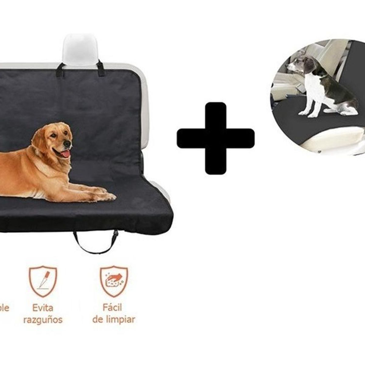 VELBROS - Combo 3 Forros Sillas Carro Perro Protector Auto Mascotas - Negro - Universal