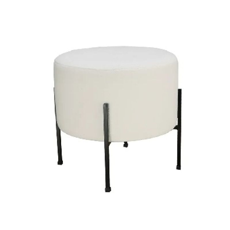 DKO DESIGN - Puff Dubai Tapizado 40x40x40cm Blanca Ovejo Patas Metalicas