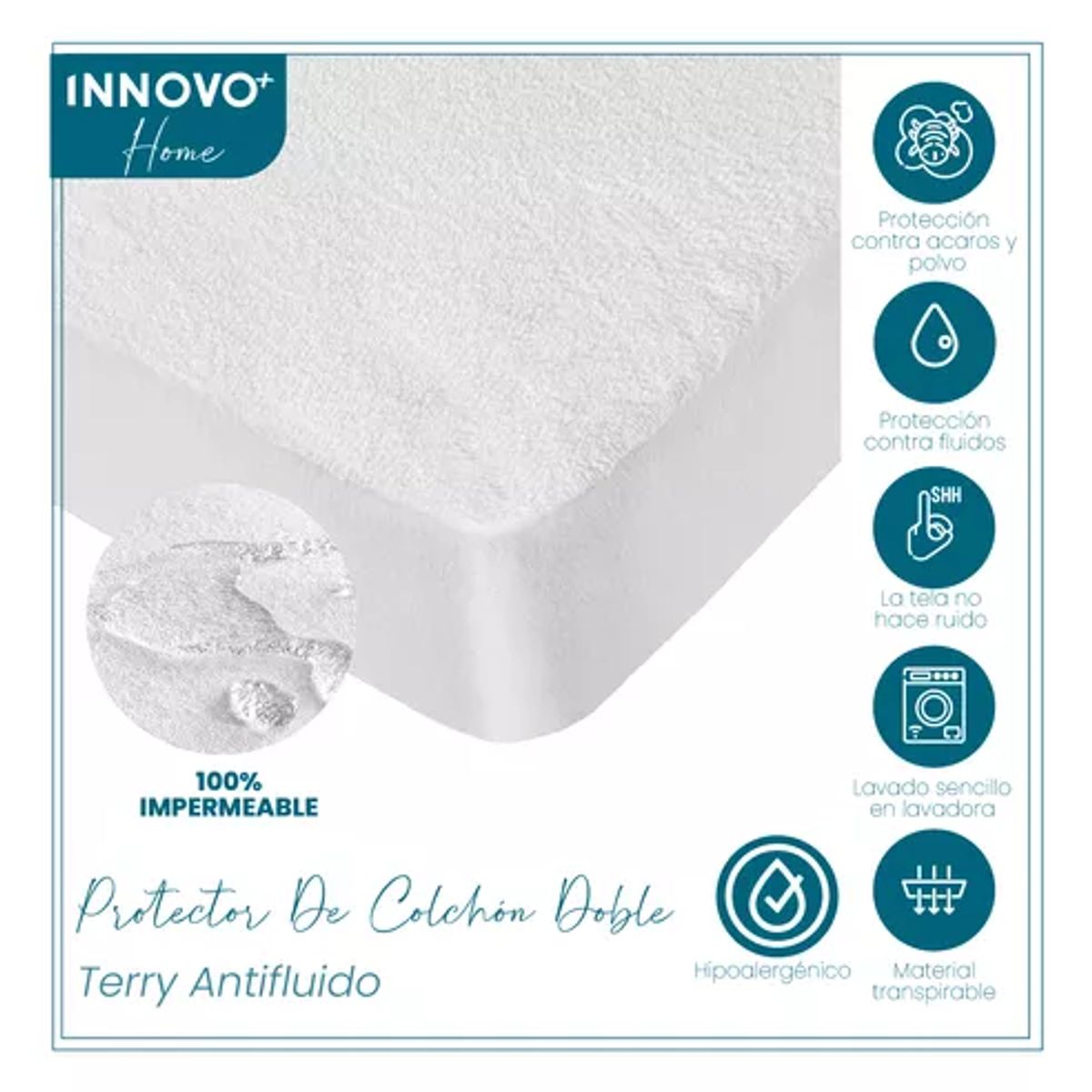 INNOVA - Combo Cubrelecho Térmico Doble Funda Ovejero + Protector De Colchón