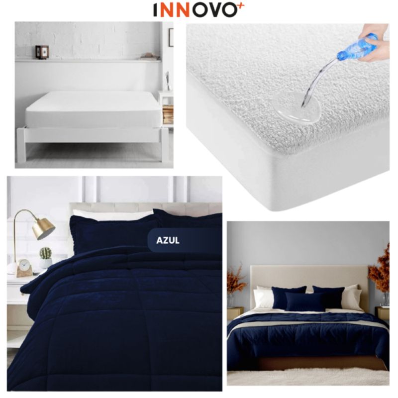 INNOVA - Combo Cubrelecho Térmico Doble Funda Ovejero + Protector De Colchón