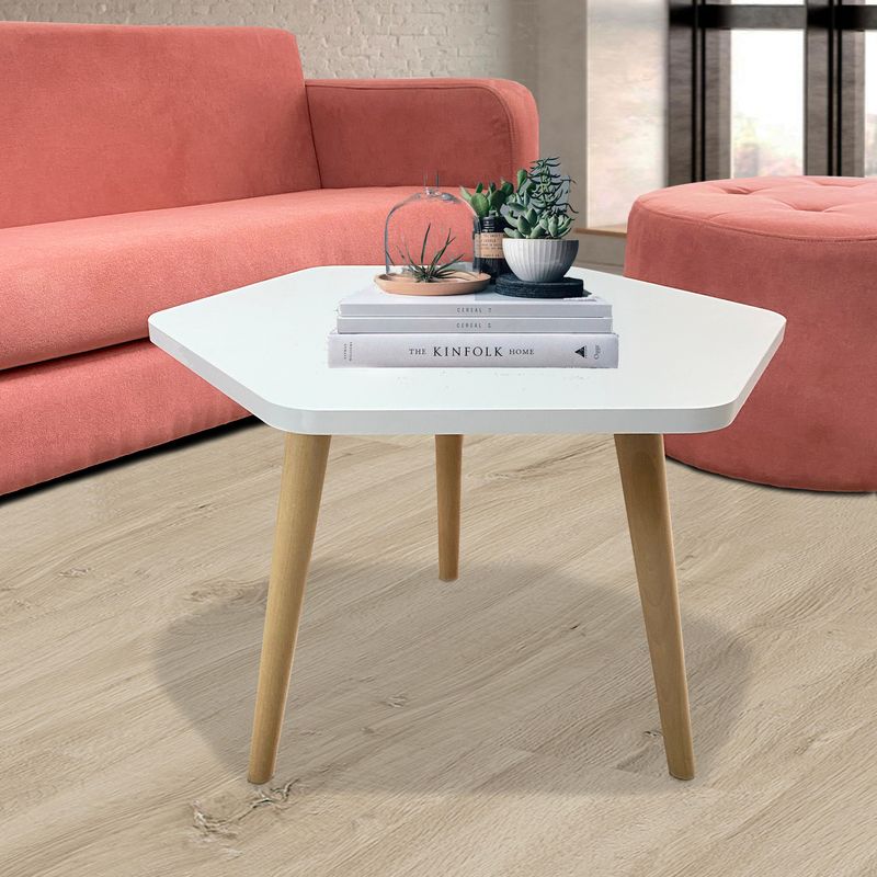 DKO DESIGN - Mesa De Centro Hexagonal Turku 40x60x60cm Blanca