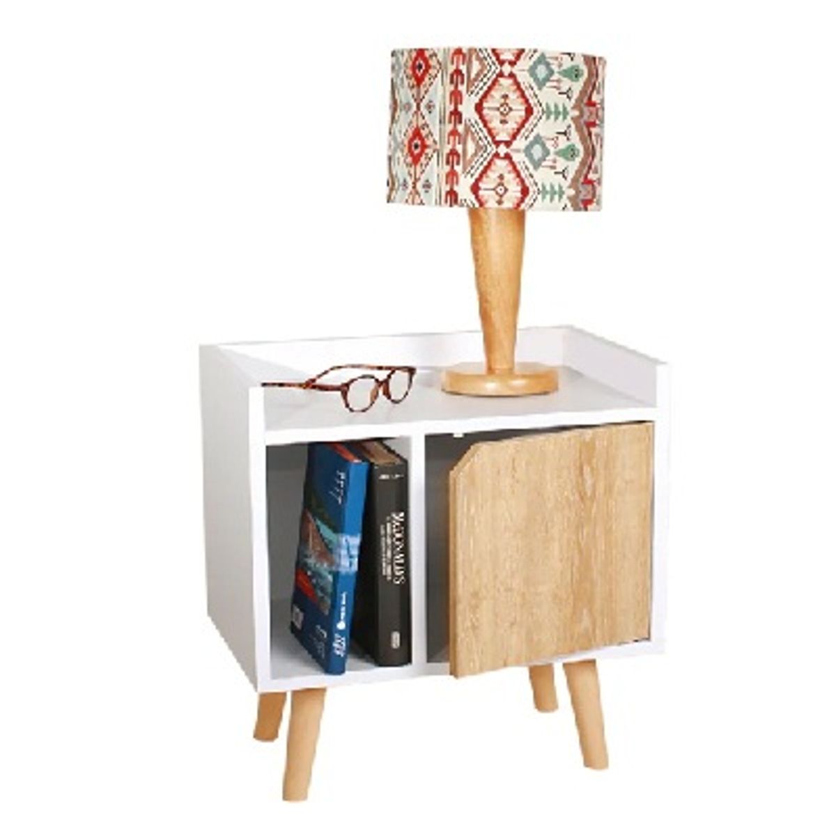 DKO DESIGN - Mesa De Noche Dreams 50x45x30cm Blanca Con Puerta