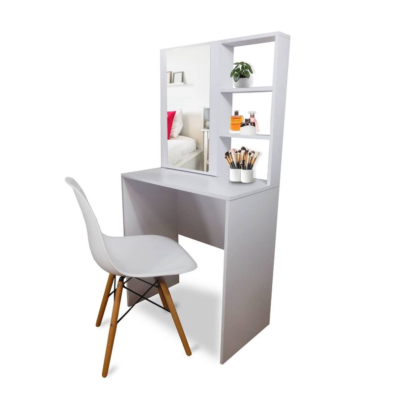 DKO DESIGN - Combo Tocador Mallorca 140x70x40 Blanco + Silla Eames