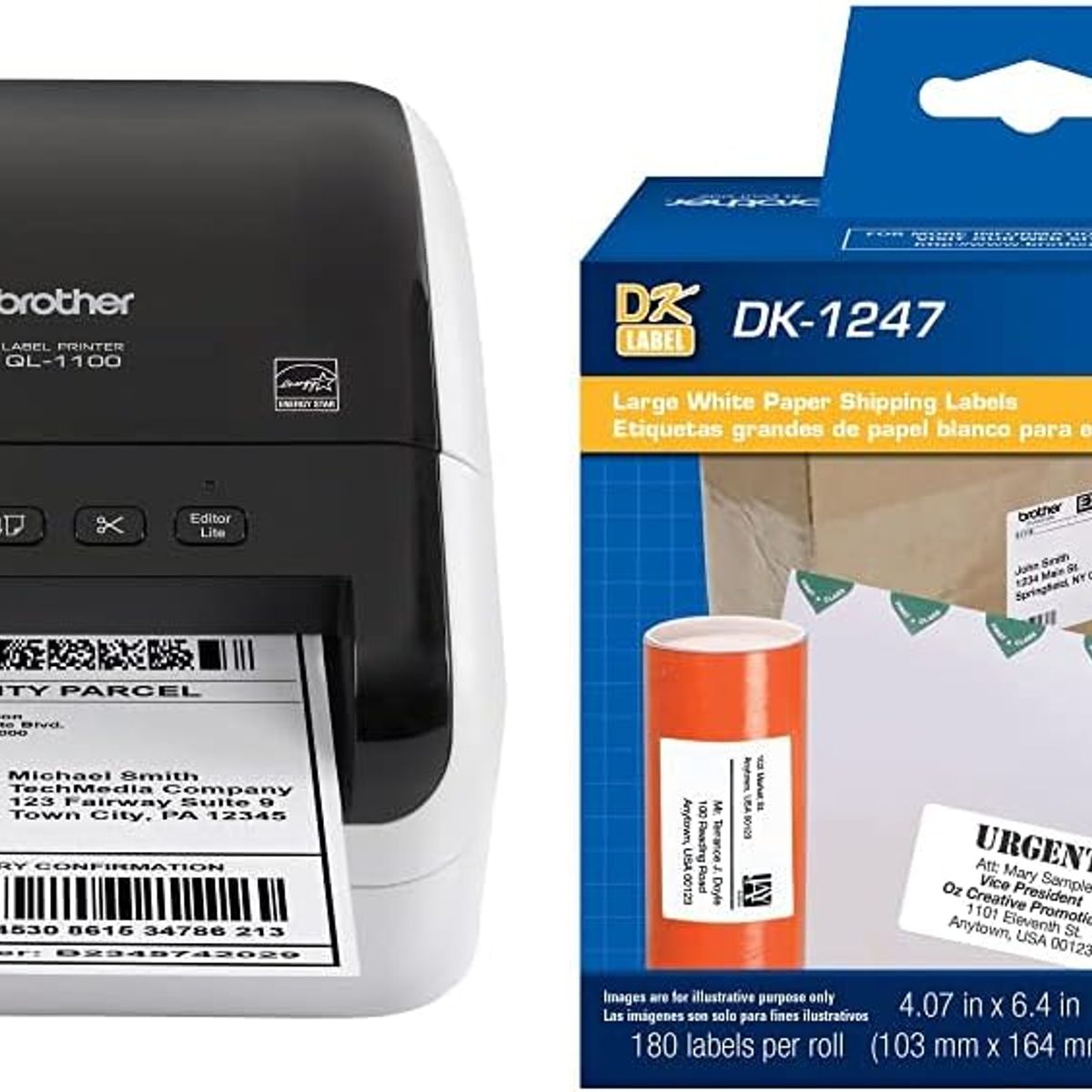 BROTHER - Impresora Térmica de Etiquetas Brother QL-1100 DK-1247 Envío