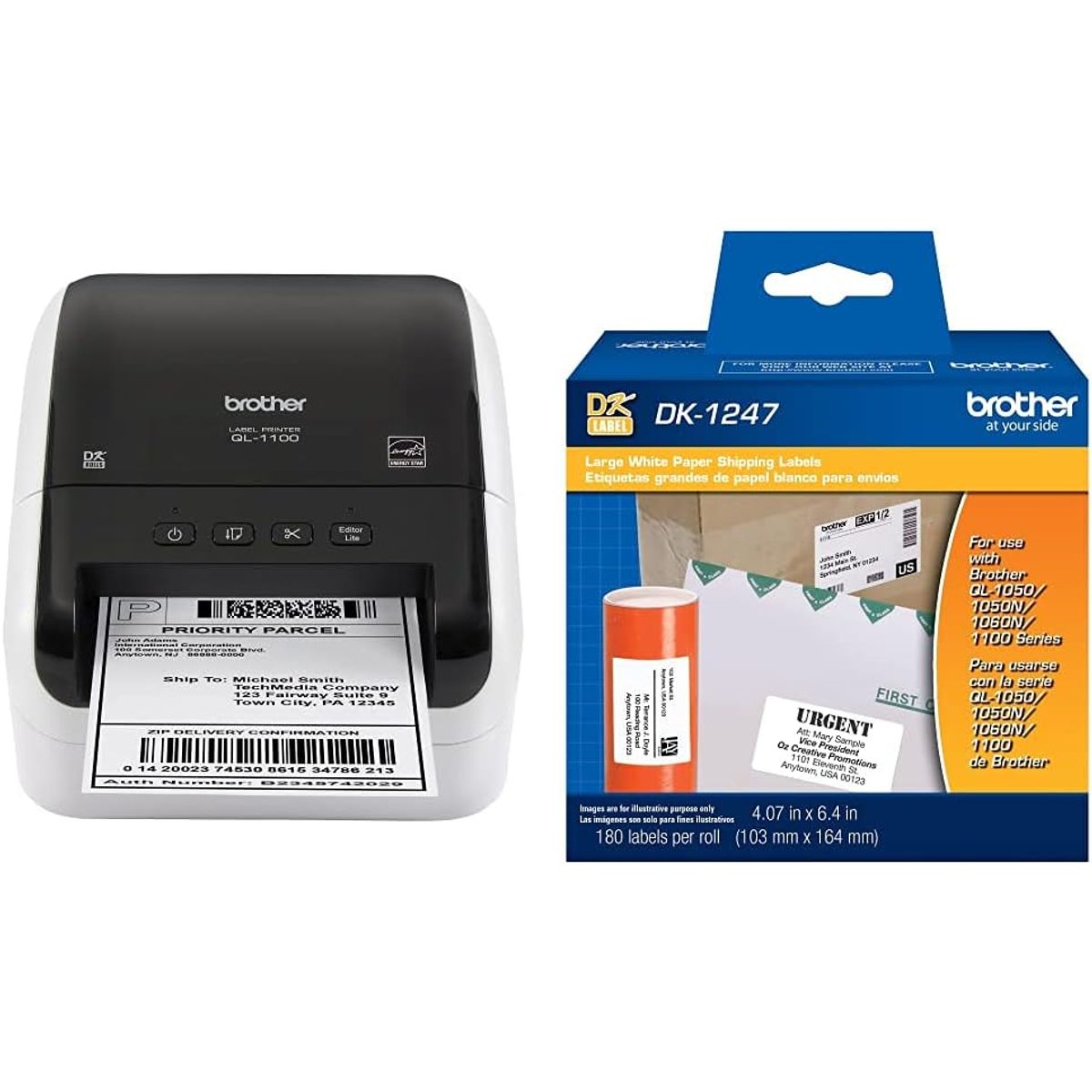 BROTHER - Impresora Térmica de Etiquetas Brother QL-1100 DK-1247 Envío