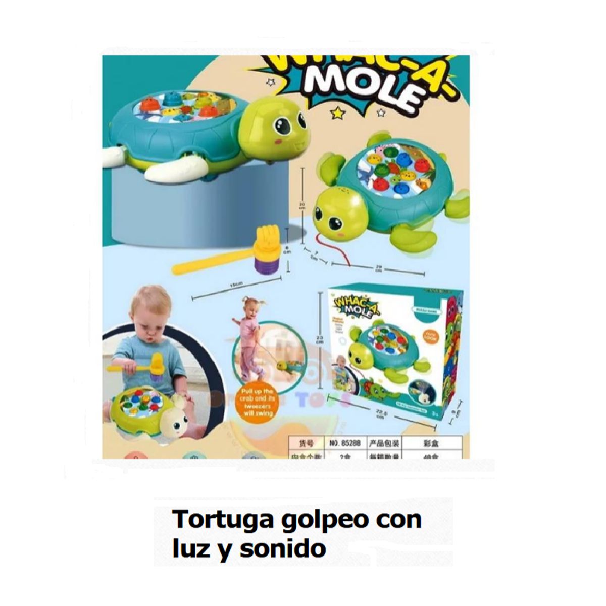 GENERICO - JUGUETE TORTUGA CON LUZ Y SONIDO/ PARA NIÑOS @ + 3 AÑOS