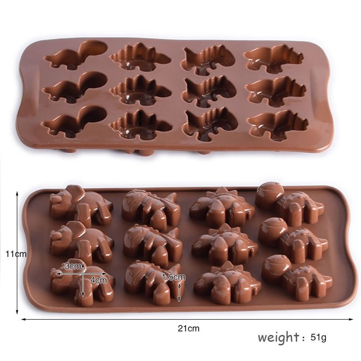 GENERAL - Molde chocolateria silicona dinosaurios corazones animales varios