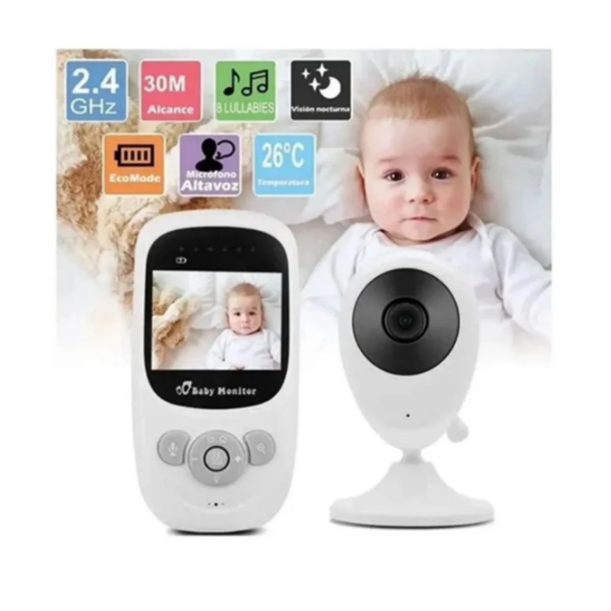 GENERICO - MONITOR CÁMARA DE BEBE INALÁMBRICA VISIÓN NOCTURNA