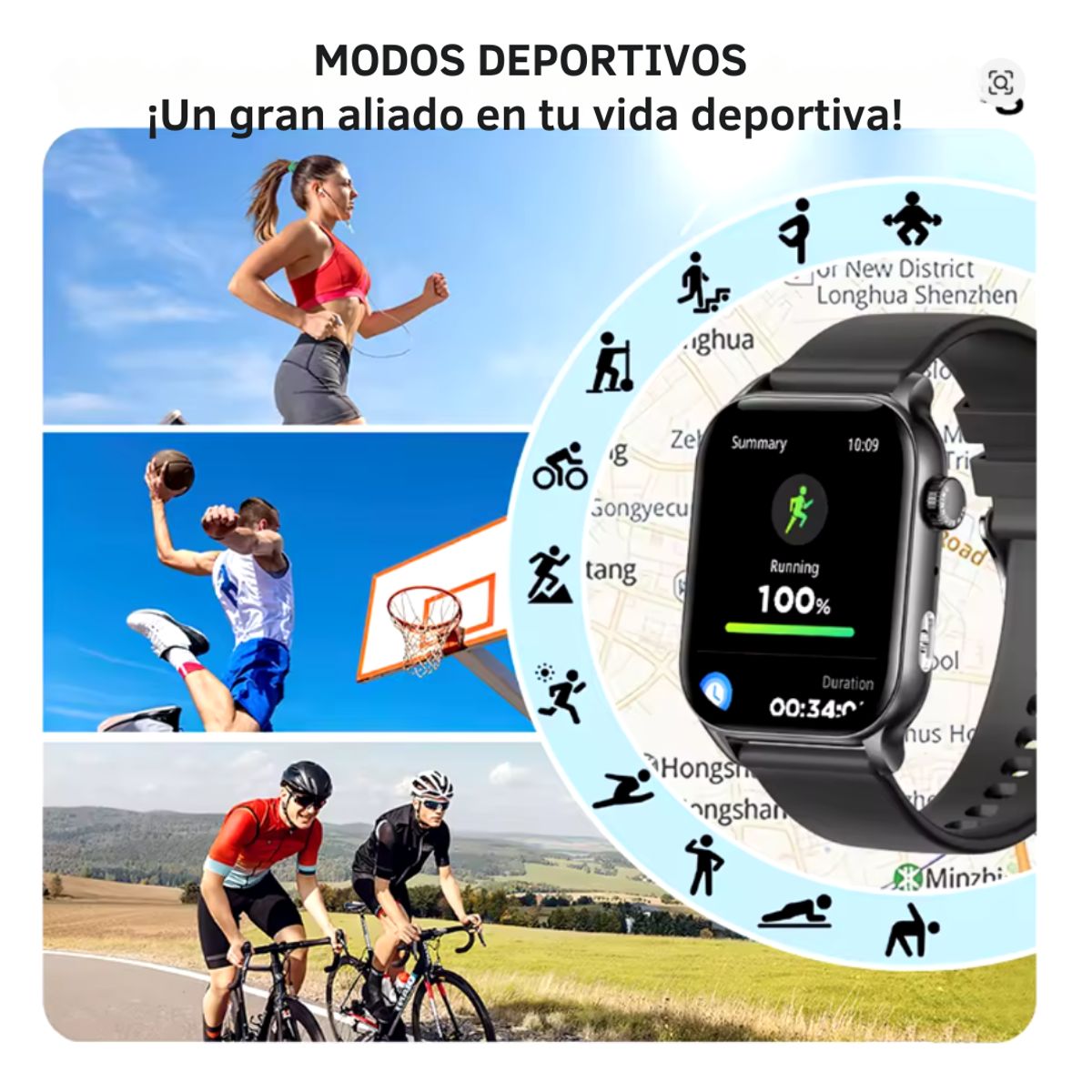 GENERICO - Reloj Inteligente G-TIDE S6 Pro Deportivo  Negro