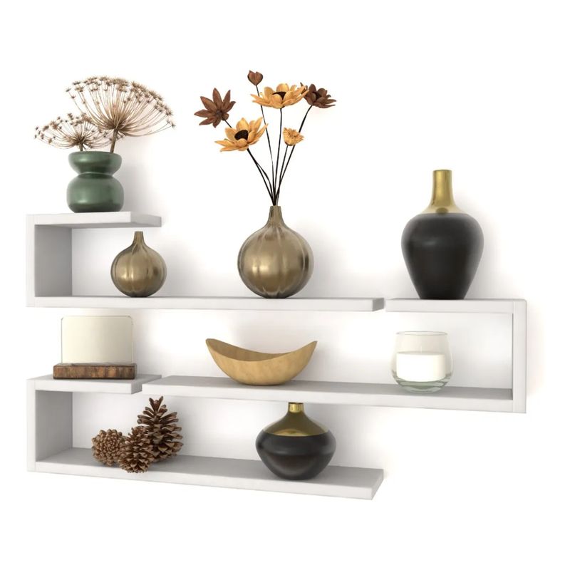GENERICO - Set 3 Repisas Flotantes, Decoración Moderna, Color Blanco Nevado
