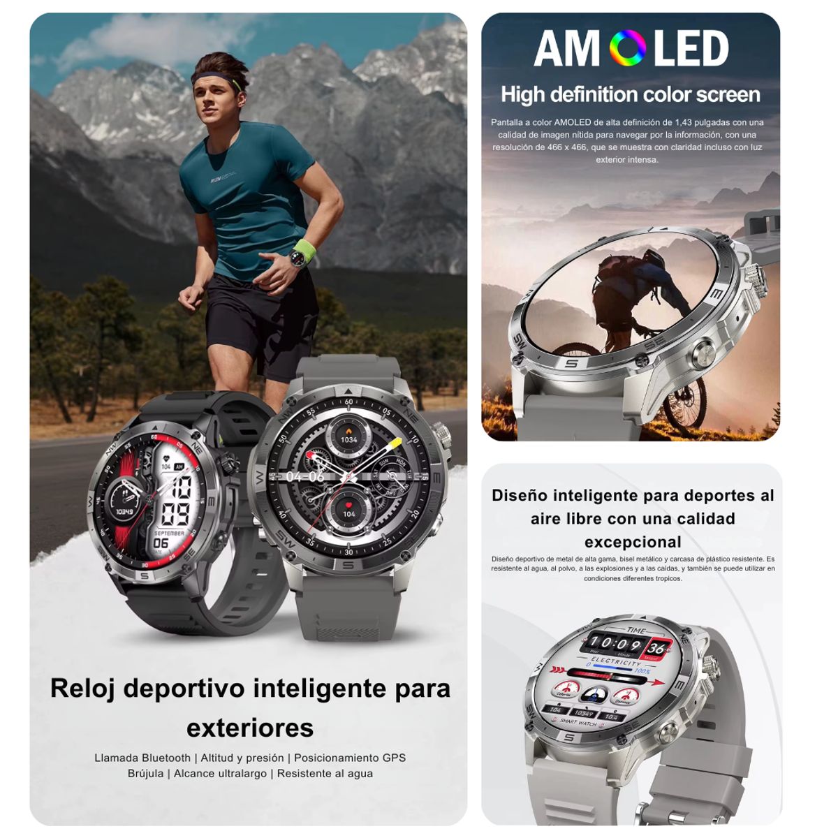 MOBULA - Reloj Inteligente G-TIDE R6 Pro Deportivo  Silver