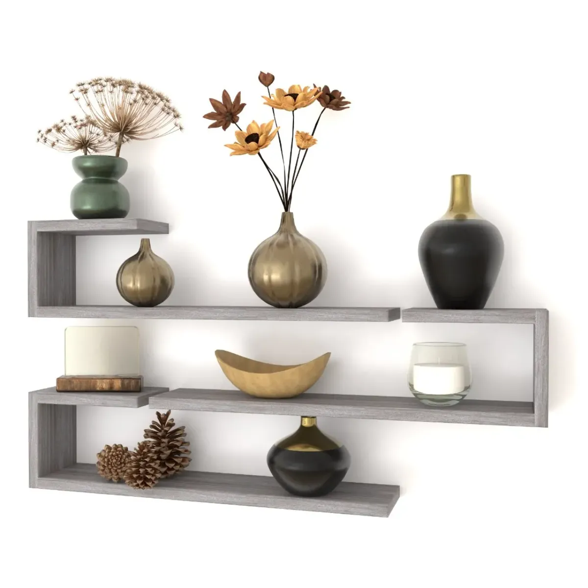 GENERICO - Set 3 Repisas Flotantes, Decoración Moderna, Funcional, Color Humo