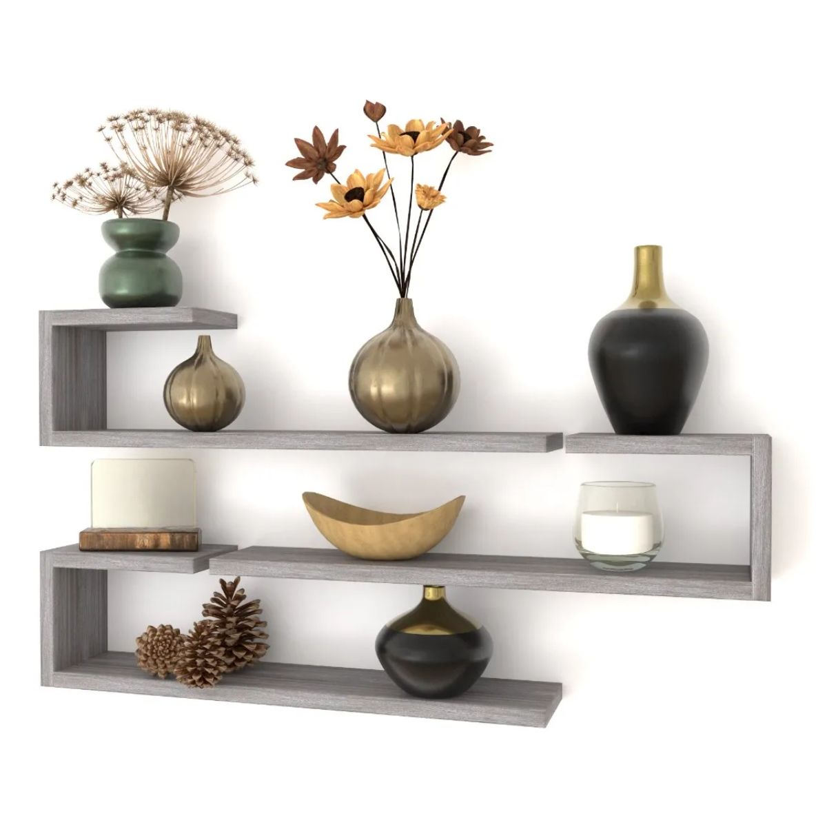 GENERICO - Set 3 Repisas Flotantes, Decoración Moderna, Funcional, Color Humo