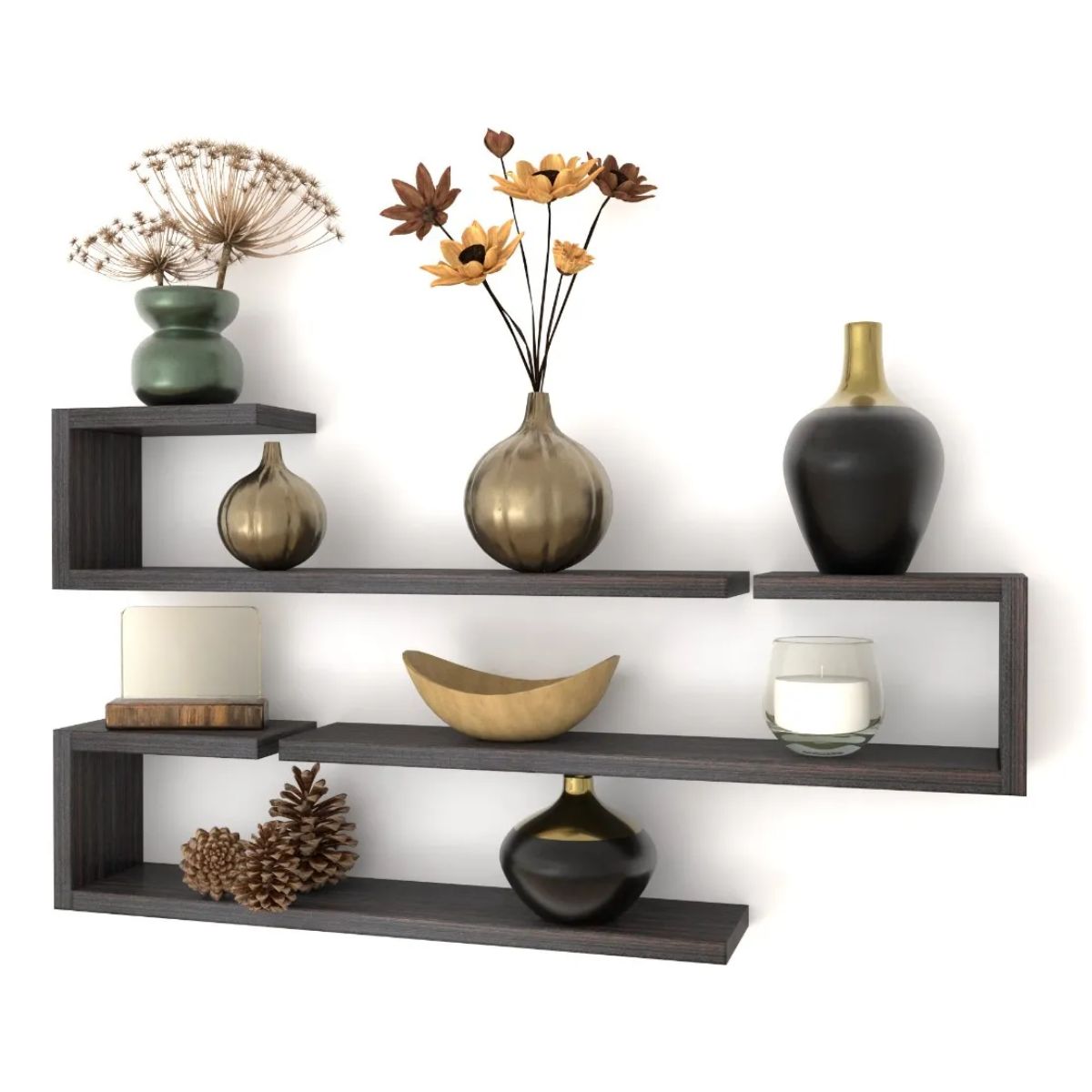 GENERICO - Set 3 Repisas Flotantes Decoración Moderna Funcional Color Gris Oscuro