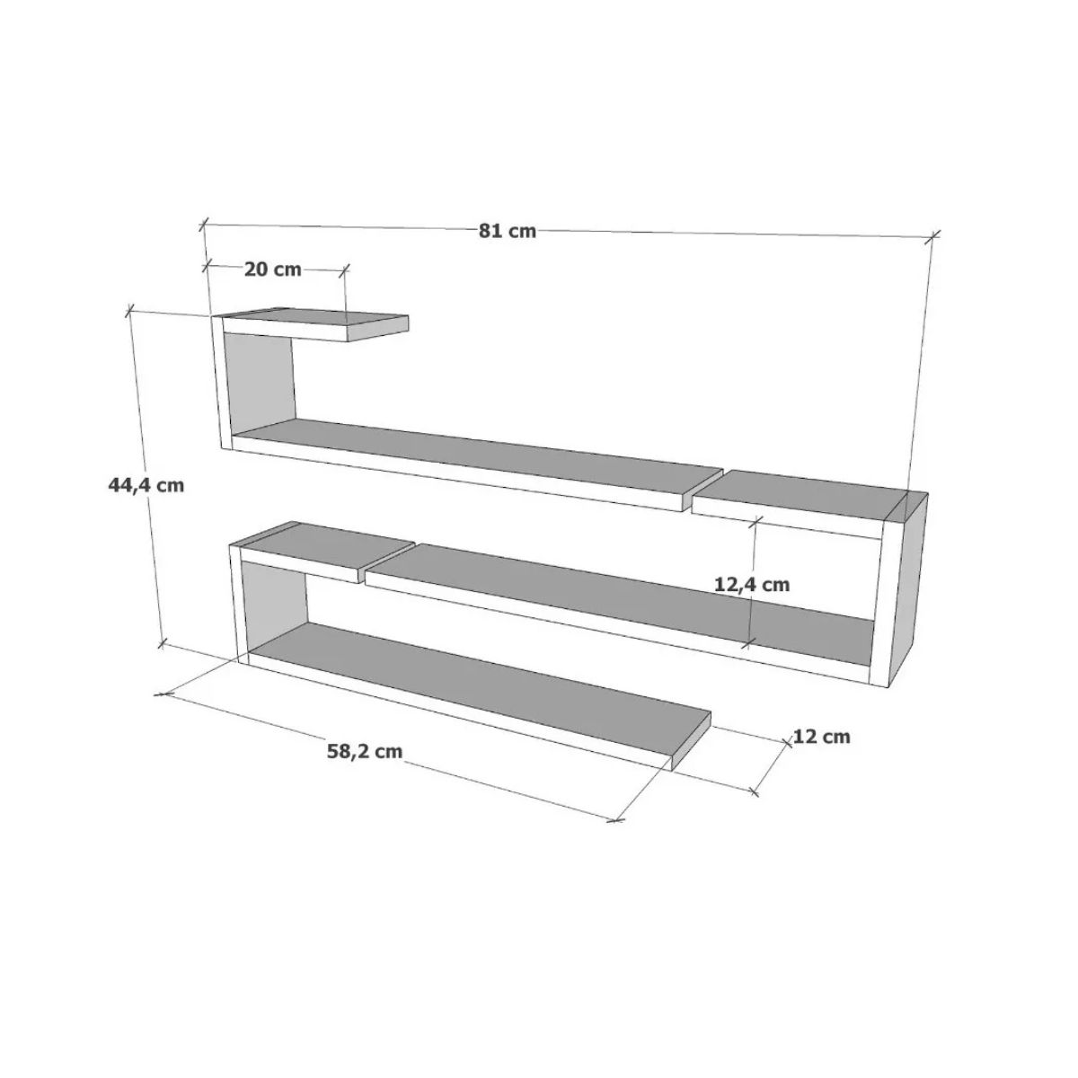GENERICO - Set 3 Repisas Flotantes Decoración Moderna Funcional Color Gris Oscuro