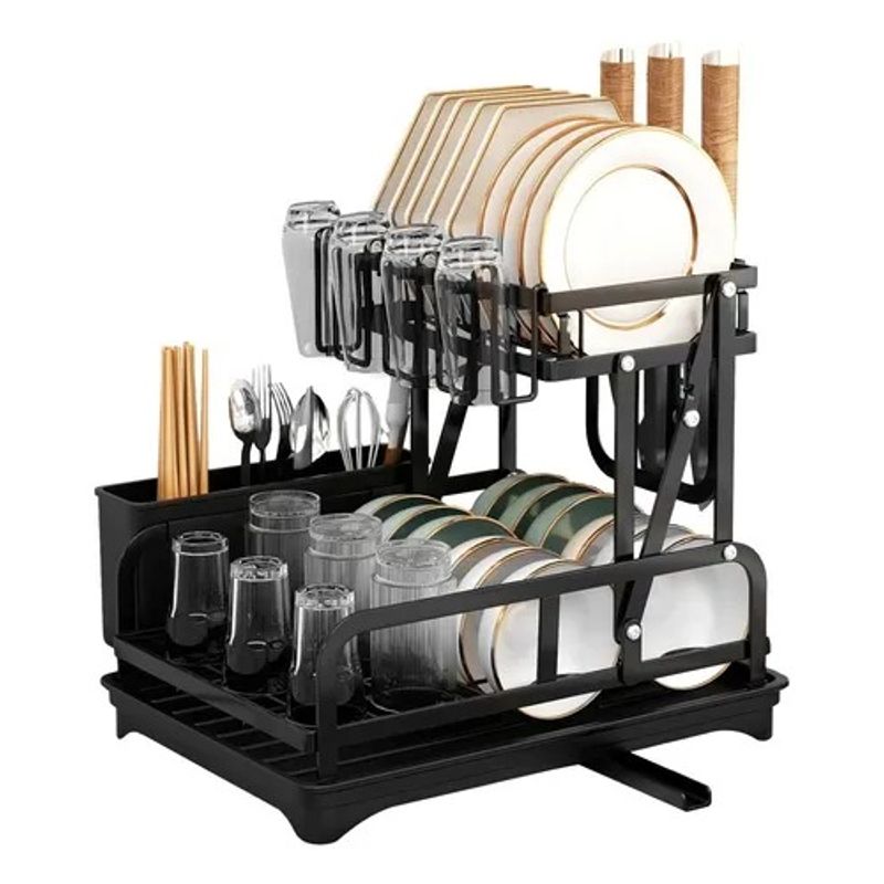 GENERICO - Organizador Y Escurridor Platos Loza Cubiertos Seca Platos Plegable