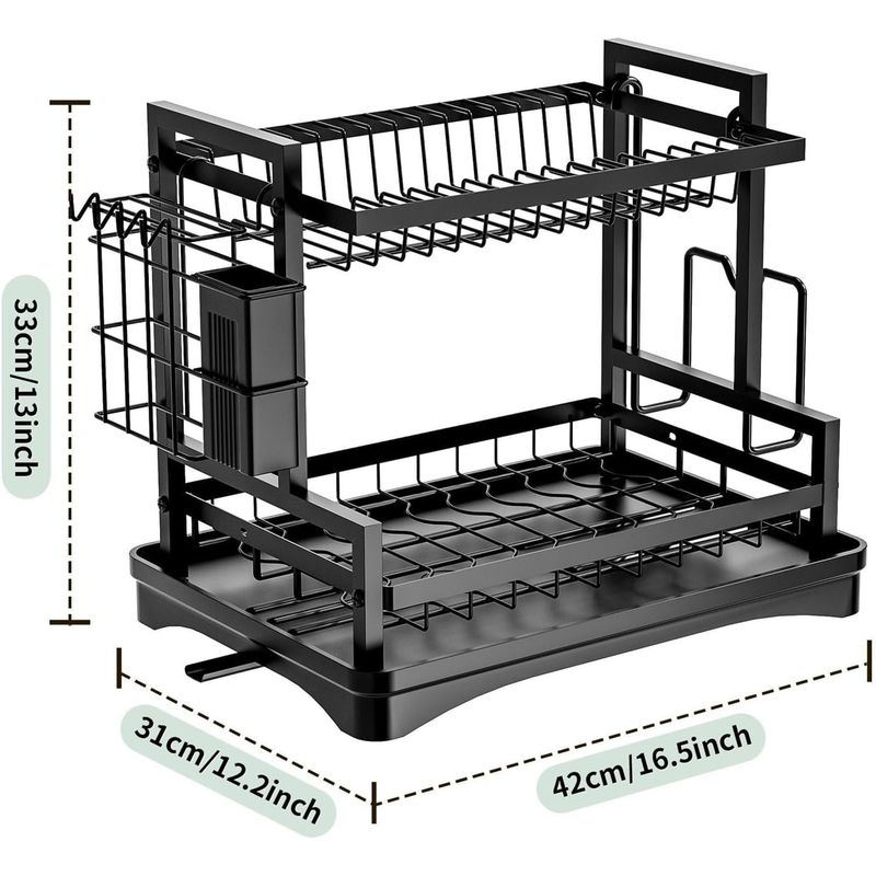 GENERICO - Organizador y Escurridor Loza Platos Acero Inoxidable 2 Niveles