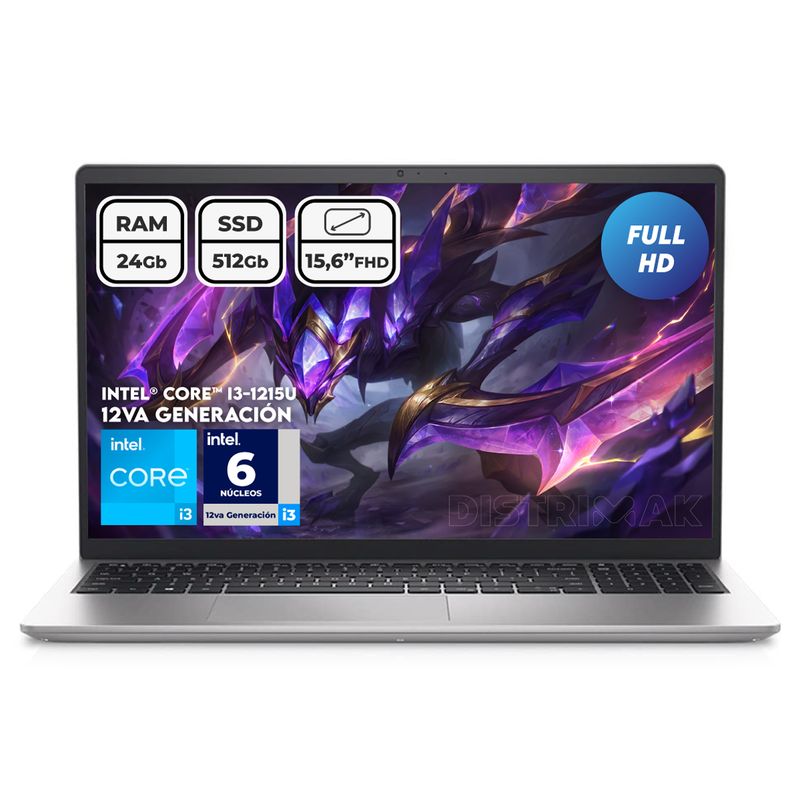 DELL - Portátil Dell 3520 Core I3 1215u Ram 24gb Ssd 512gb FHD 15.6"
