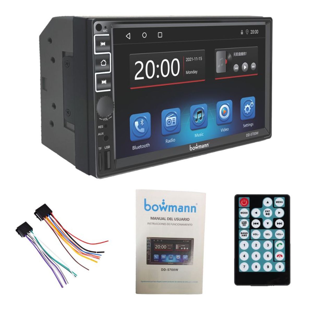 BOWMANN - Radio Carro 2 Din 7 Pulg HD Carplay Inalambrico Bowmann DD-5700W