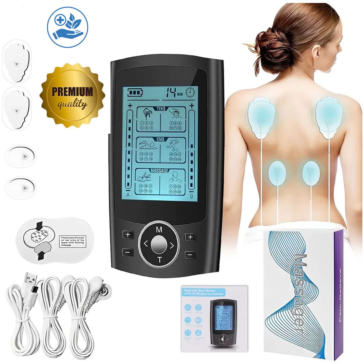 ONE PIXEL - Estimulador Muscular 24 Modos Gimnasia Pasiva 4 Almohas