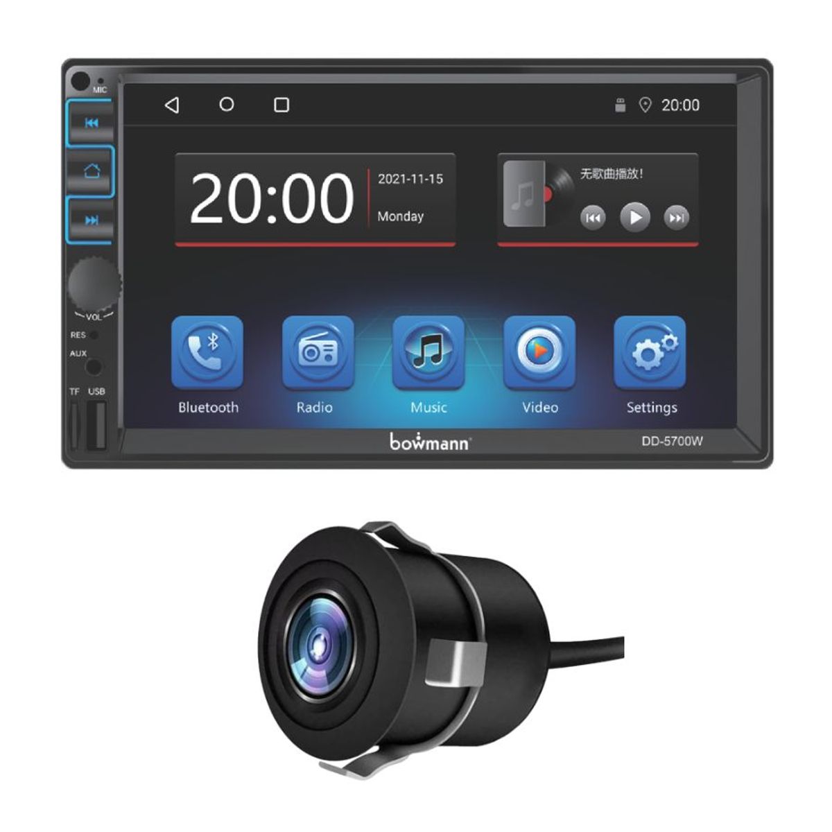 BOWMANN - Radio Carro 2 Din 7 Pulg HD Carplay Inalambrico + Cam Bowmann DD-5700W