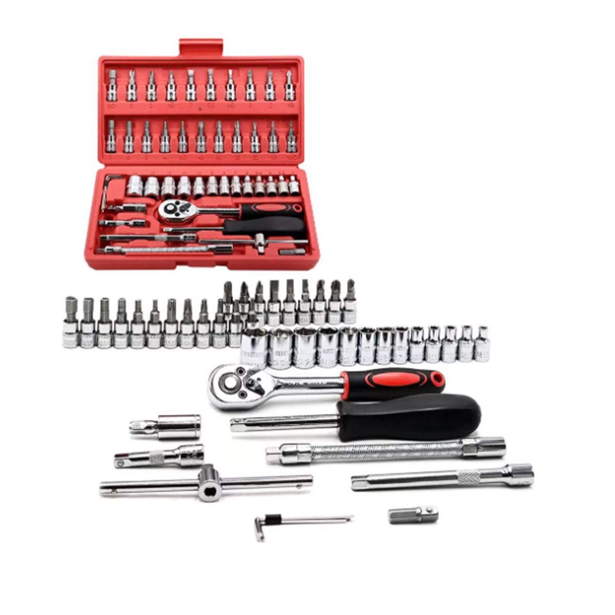 CHICAGO - Juego De Copas Con Ratchet Kit 46 Pcs Carro Moto