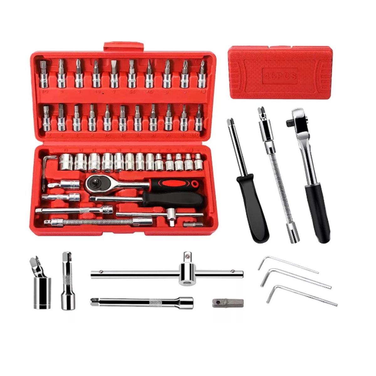 CHICAGO - Juego De Copas Con Ratchet Kit 46 Pcs Carro Moto