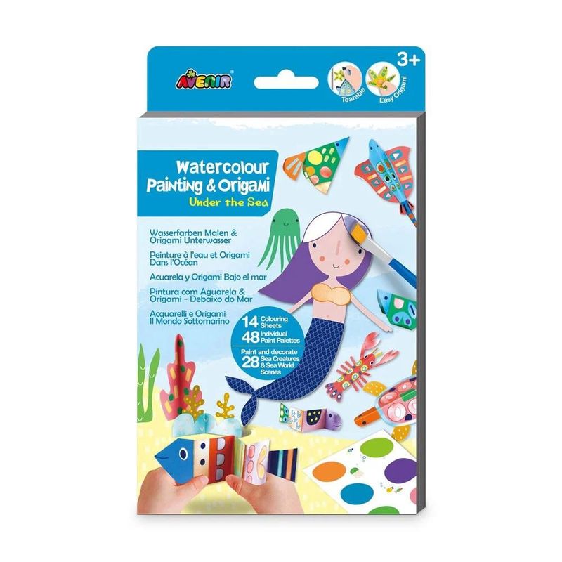 JUGANDO Y EDUCANDO - Set Creativo Acuarela Y Origami bajo el mar Para Niños