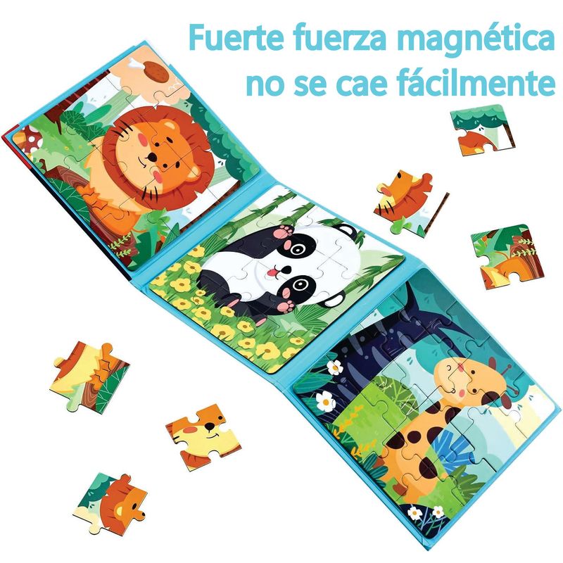 GENERICO - Libro Rompecabezas Magnético 3 En 1 Tema Animales De Selva