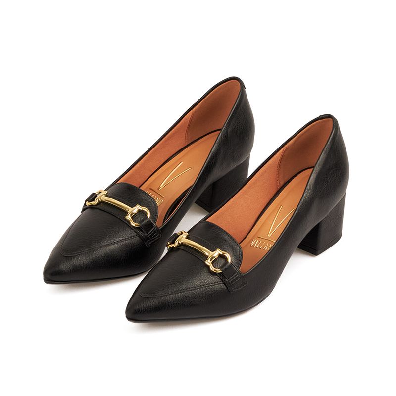 VIZZANO - TACON BAJO CALF NEGRO DORADO VIZZANO