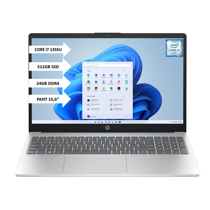 HP - PORTATIL HP - CORE I7 1355U - 24GB RAM - 512GB SSD- 15.6 FHD - MOD: 15-FD0006LA - COMPUTADOR