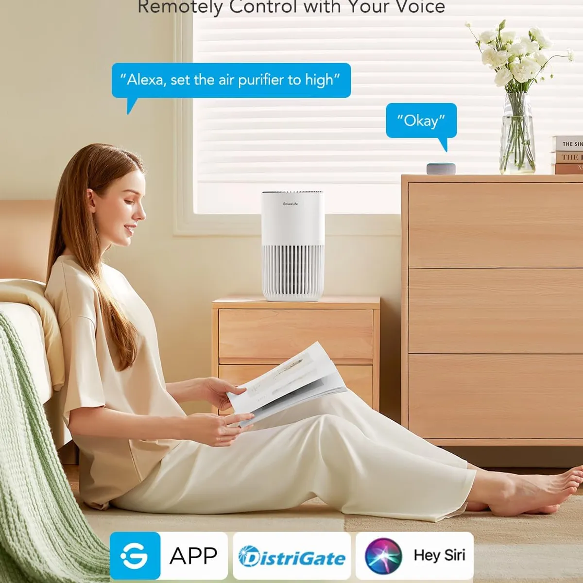 GENERICO - Goveelife Mini Purificador De Aire Para Dormitorio Alexa