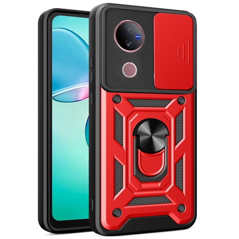 GENERICO - Funda Estuche Case Protector Slider Compatible Con Vivo V50 5G Rojo