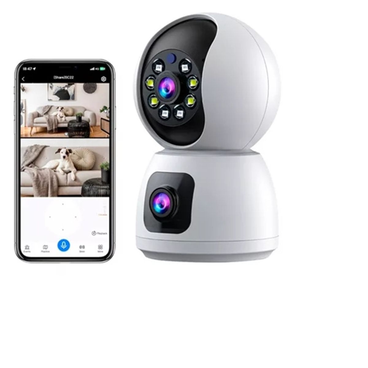GENERICO - CAMARA IP DOBLE LENTE INTERIOR APP ICSEE