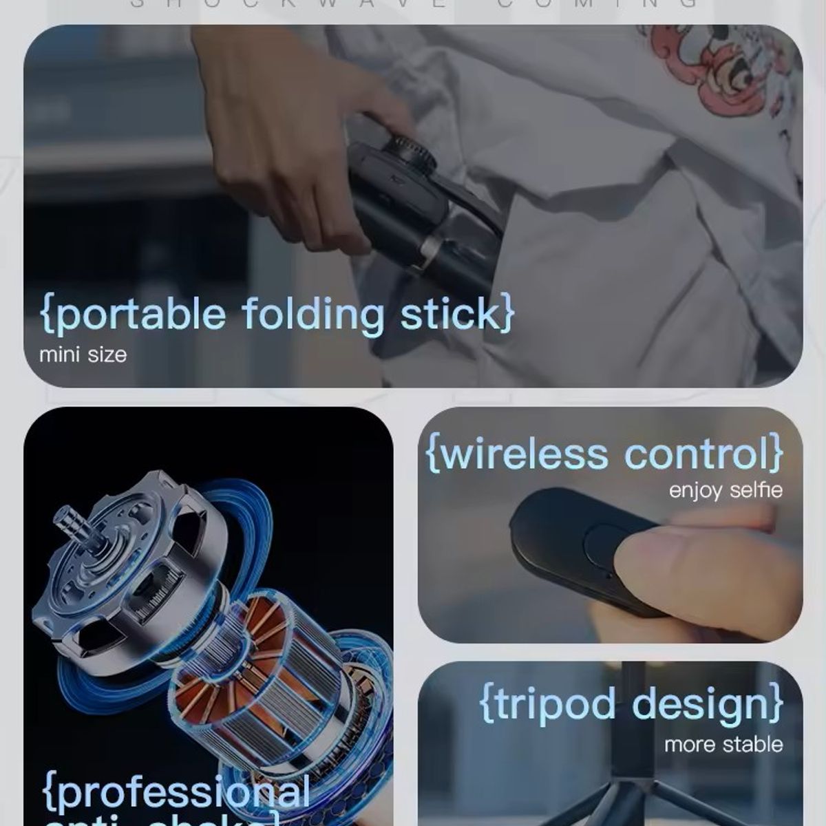 GIMBAL HEAD - Gimbal Estabilizador 1  Eje Palo Selfie Trípode Shooter Color Negro Duaitek Gimbal