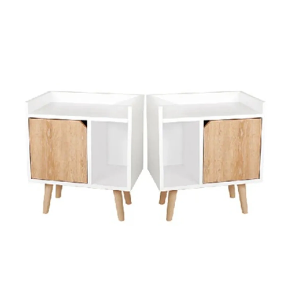 DKO DESIGN - Set X 2 Mesas De Noche Dreams 50x45x30cm Blanca Con Puerta