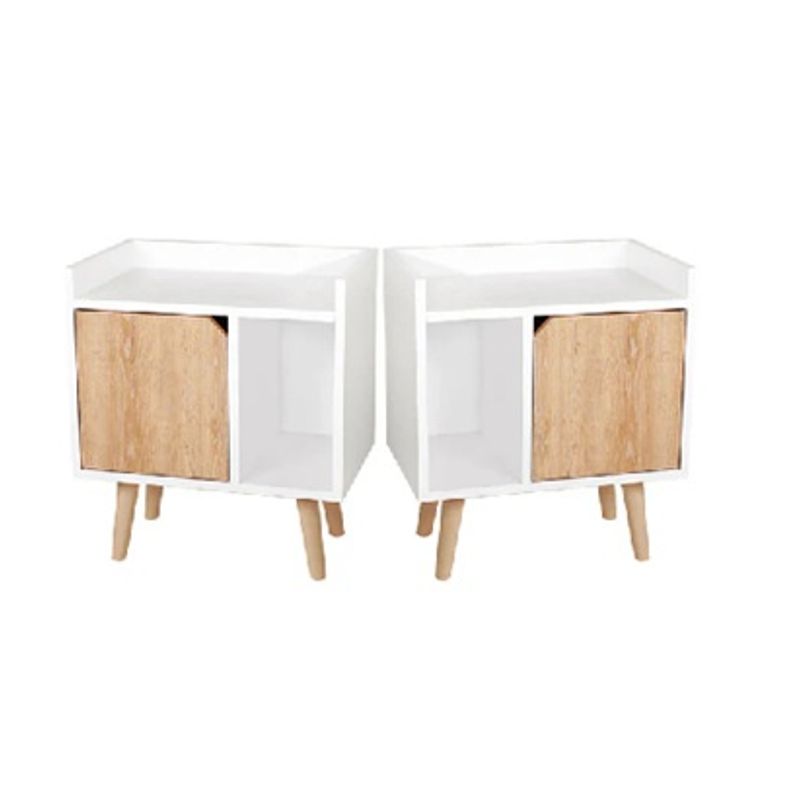 DKO DESIGN - Set X 2 Mesas de Noche Dreams Color Blanca con puerta Vienes