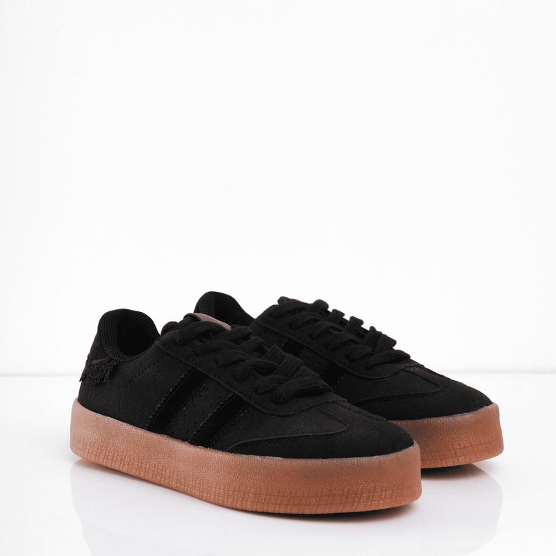 CALZADO ADRENALINA - Tenis negros con detalle de encaje cleen
