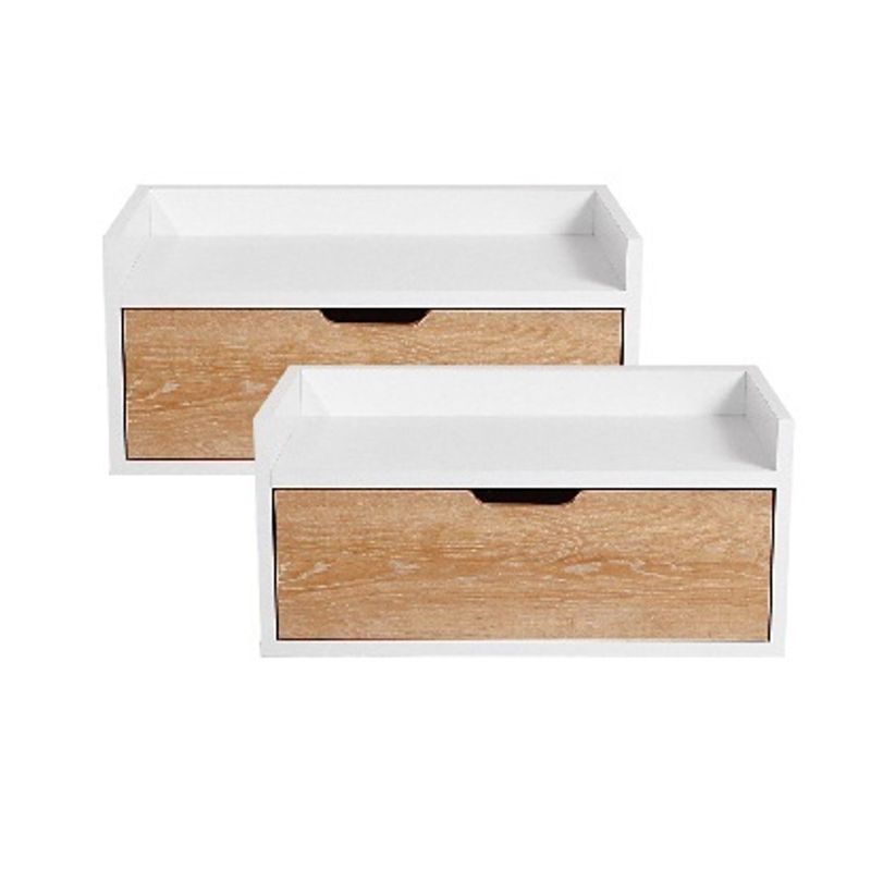 DKO DESIGN - Set x 2 Mesas de Noche Toulus Flotante (35X50X30) Blanca con puerta Vienes