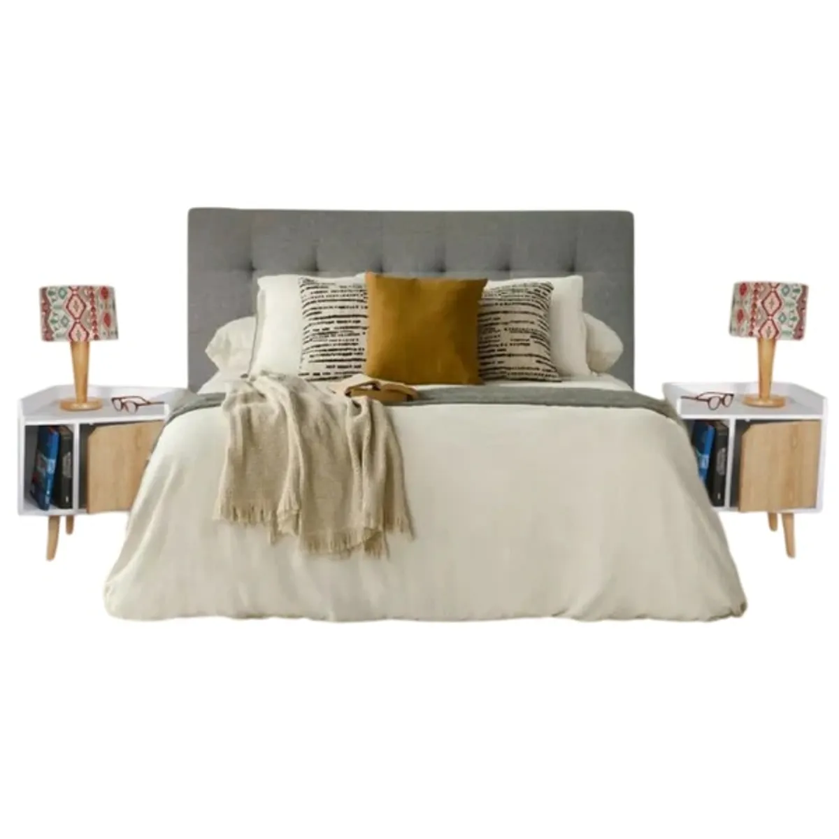 DKO DESIGN - Cabecero Para Cama Doble + Set Mesas De Noche Dreams