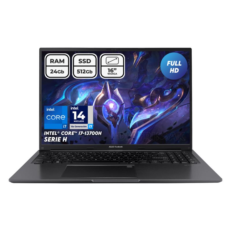 ASUS - Portátil Asus Intel Core I7 13700h Ram 24gb Ssd 512gb 16 WUXGA Computador Portátil