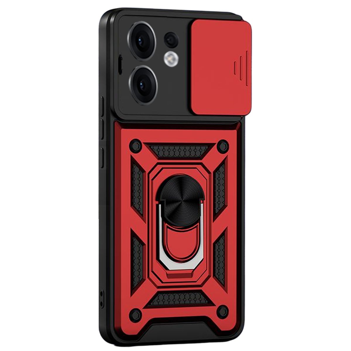 GENERICO - Funda Case Protector Cámara Slider Compatible Oppo Reno 13F Rojo