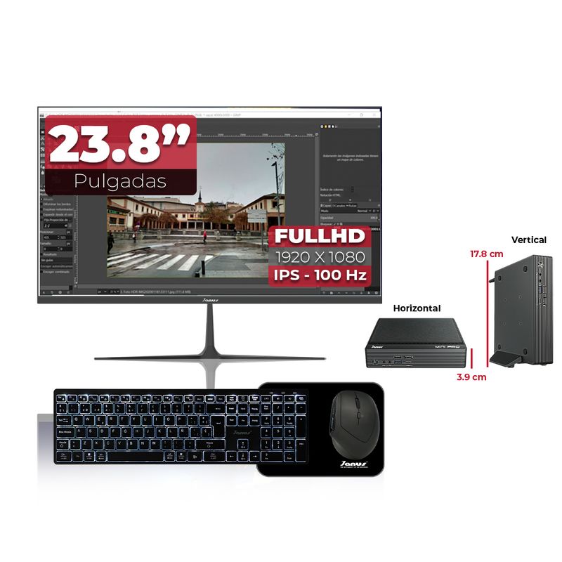 JANUS - Computador Intel Core i5-12400 RAM 8GB SSD 512GB Monitor 24 Pulgadas 100Hz
