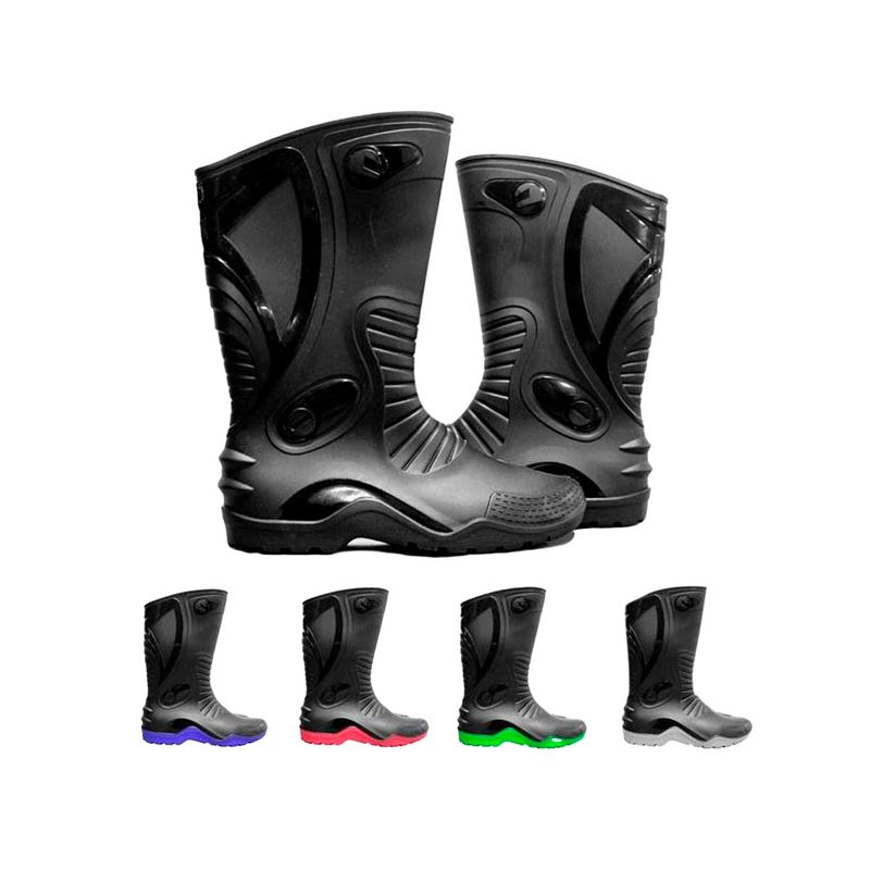 GENERICO - BOTAS IMPERMEABLES PARA MOTO PVC COLOR NEGRO TALLA 41