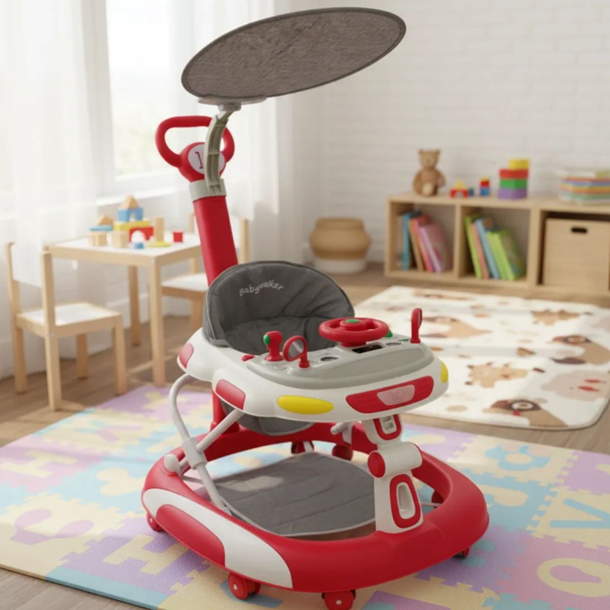 KIDSHOP - Caminador Andadera Timon Musical Con Guia 944-B Rojo